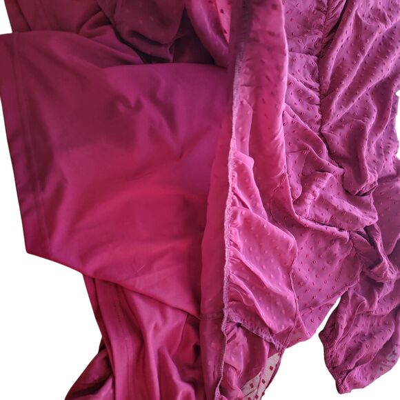 City Chic Womens Tiered Mini Cocktail Faux Wrap Dress Plus 16 S Red Burgundy - Picture 10 of 11